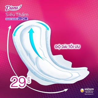Băng vệ sinh Diana siêu thấm siêu mỏng 8 miếng (có cánh, không cánh, ngày nhiều 29cm)