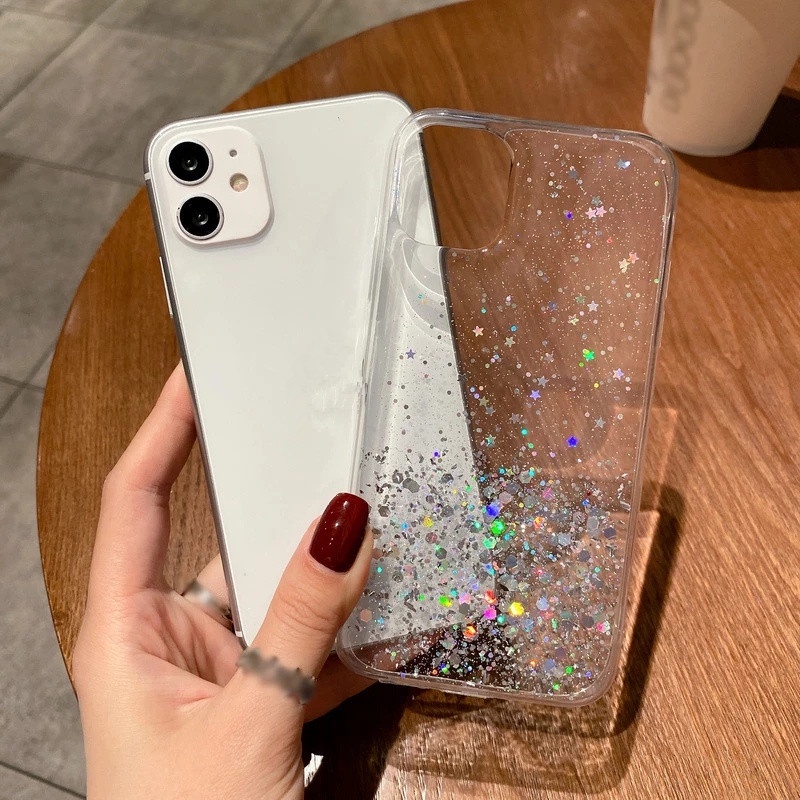 Casing compatible for iPhone 14 13 Pro Max 12 11 Pro Xs Max X 7 8 Plus 12 Mini Ốp điện thoại mềm lấp lánh