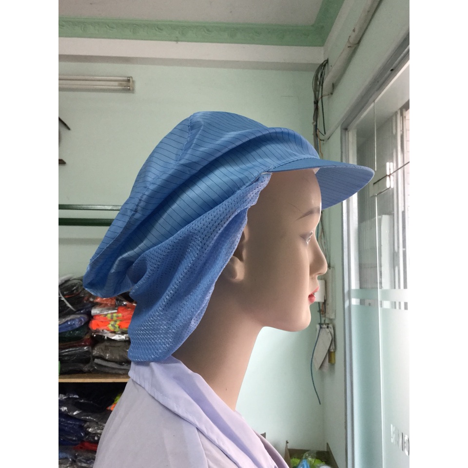 Nón Kết Phòng Sạch có búi tóc màu xanh