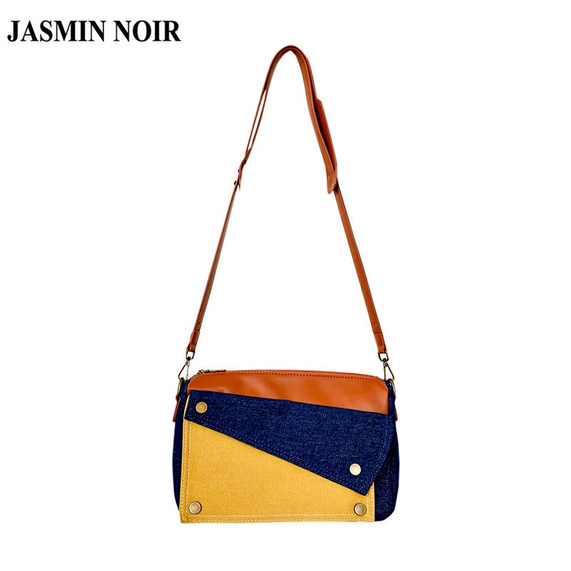 Túi Đeo JASMIN NOIR Chéo Vai Vải Denim Màu Sắc Tương Phản Dành Cho Nữ