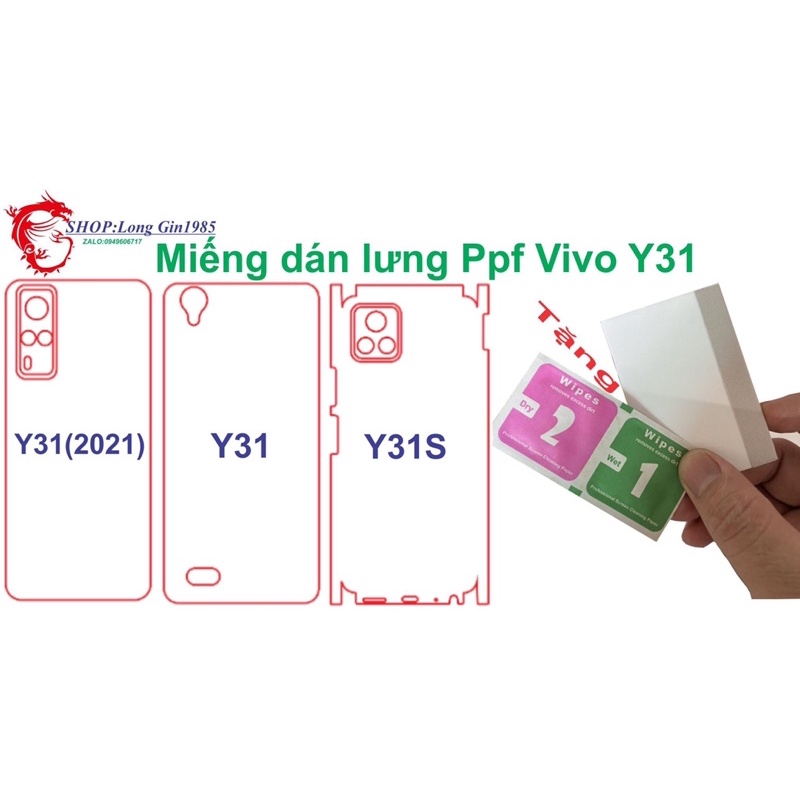 Vivo Y31(2021),Y31,Y31S miếng dán Ppf mặt sau bảo vệ tốt nhất chống va đập mạnh