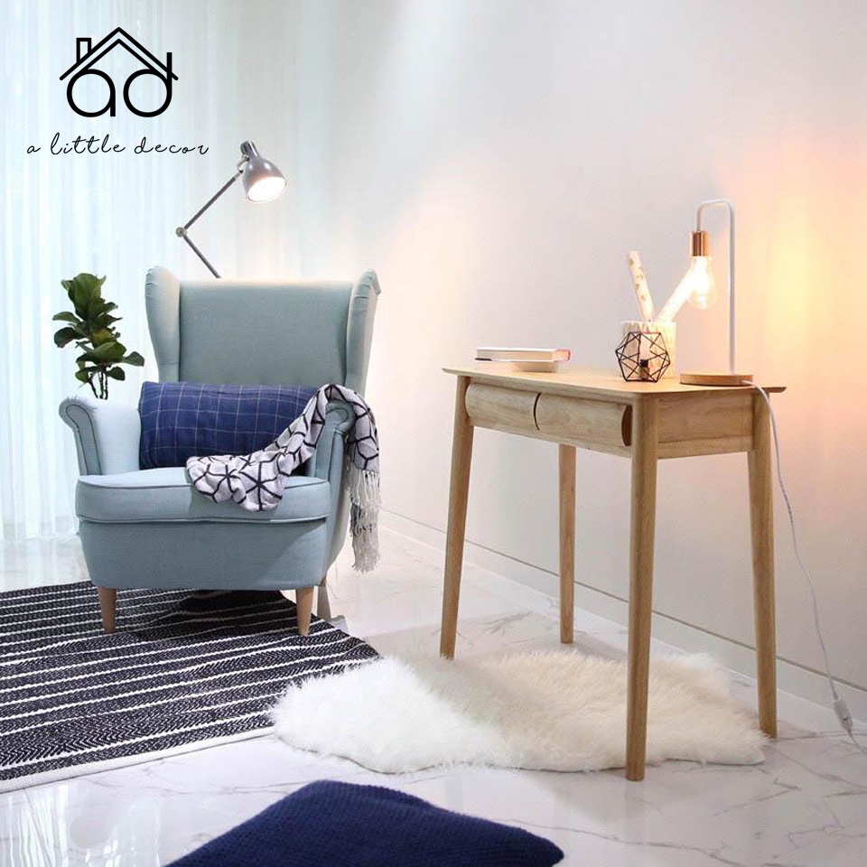 Bàn Làm Việc Gỗ Cao Cấp A Little Decor - Bàn Gỗ 2 Ngăn Kéo Mặt Ngăn Kéo Bo Cong - Bàn Gỗ Tự Nhiên 100% Giá Cực Tốt