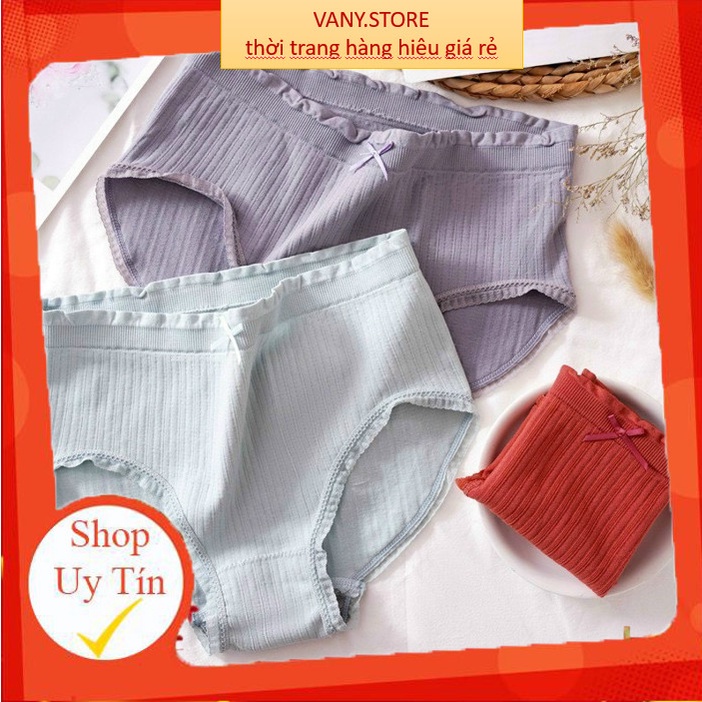 Quần Lót Nữ ❤️FREESHIP❤️ Quần Lót Cotton Nữ Cạp Cao kháng khuẩn viền đính nơ nhỏ nữ tính thon gọn mẫu A41