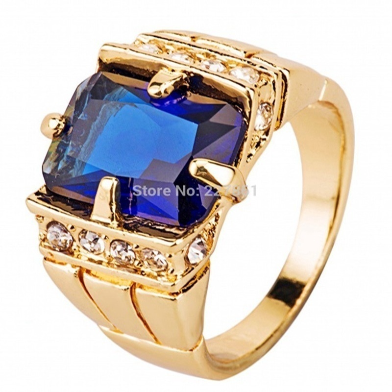 Nhẫn Nam Đính Đá Sapphire Thời Trang Cỡ 7 8 9 10 11 12 13 14