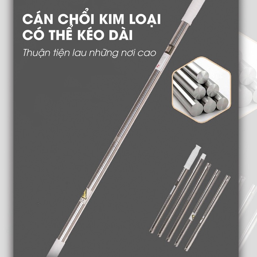 Chổi lau đa năng - Cây lau kính tam giác xoay 180 độ cỡ lớn cán dài tối đa 1m90