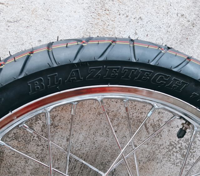 Bánh căm EXCITER 150 căm đùm mạ crom full vỏ ruột BLAZETECH 70/80 kèm đĩa và ốc titan trước sau gắn như zin