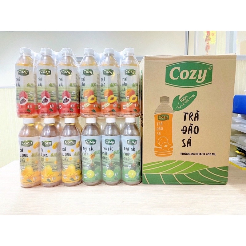Thùng 24 Chai * 455ml Trà Hoa Quả COZY Đủ Vị