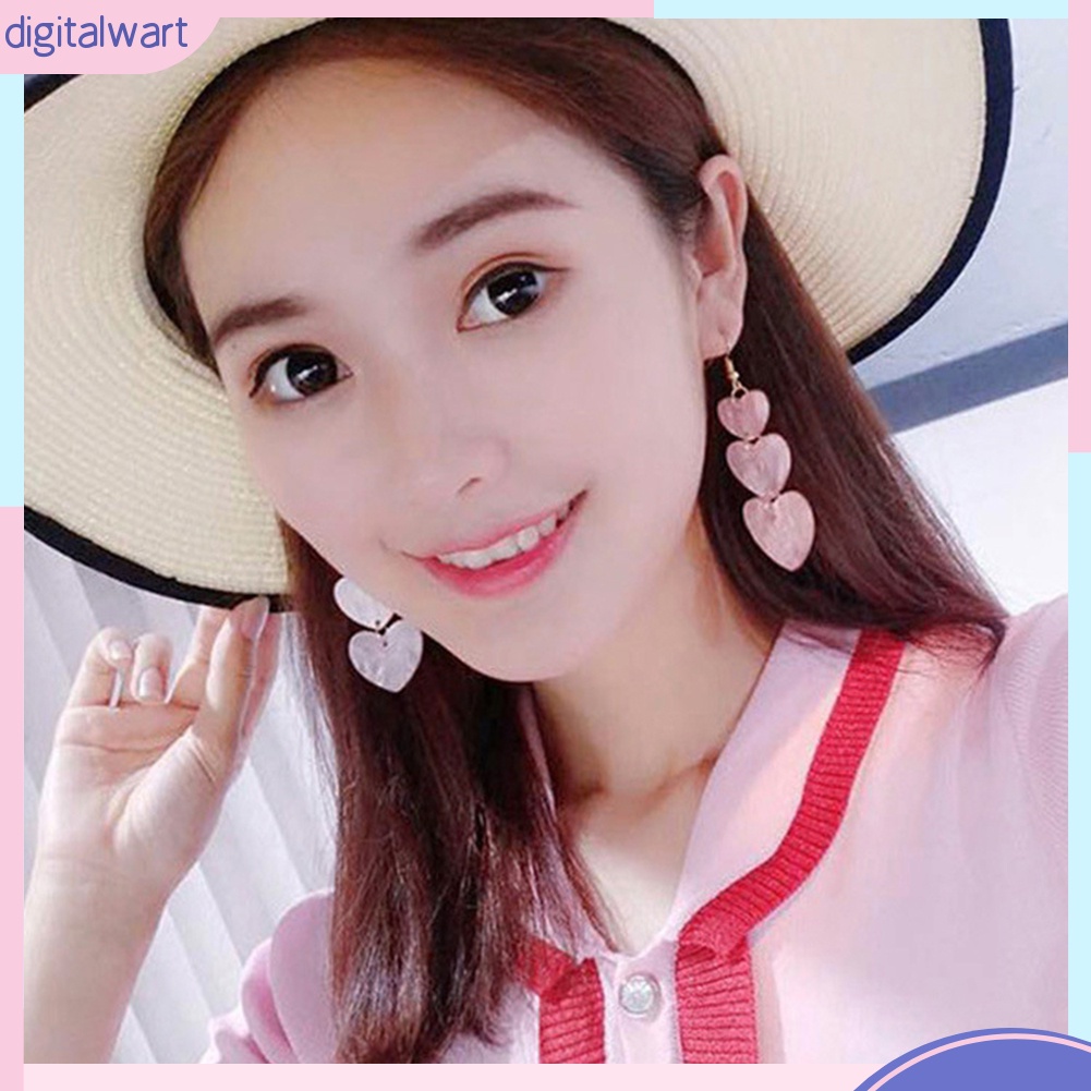 Khuyên móc tai lủng lẳng dài hình trái tim tình yêu ngọt ngào