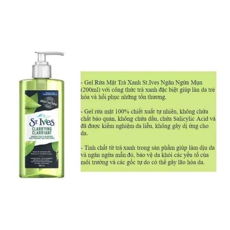 [Date 25/05/2021] Sữa Rửa Mặt St.Ives Clarifying Green Tea Gel Cleanser