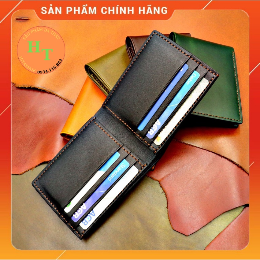 Ví da bò may thủ công cao cấp - Cam kết 100% da bò thật - Ví ngang - Hàng chính hãng thương hiệu HM Leather - B01