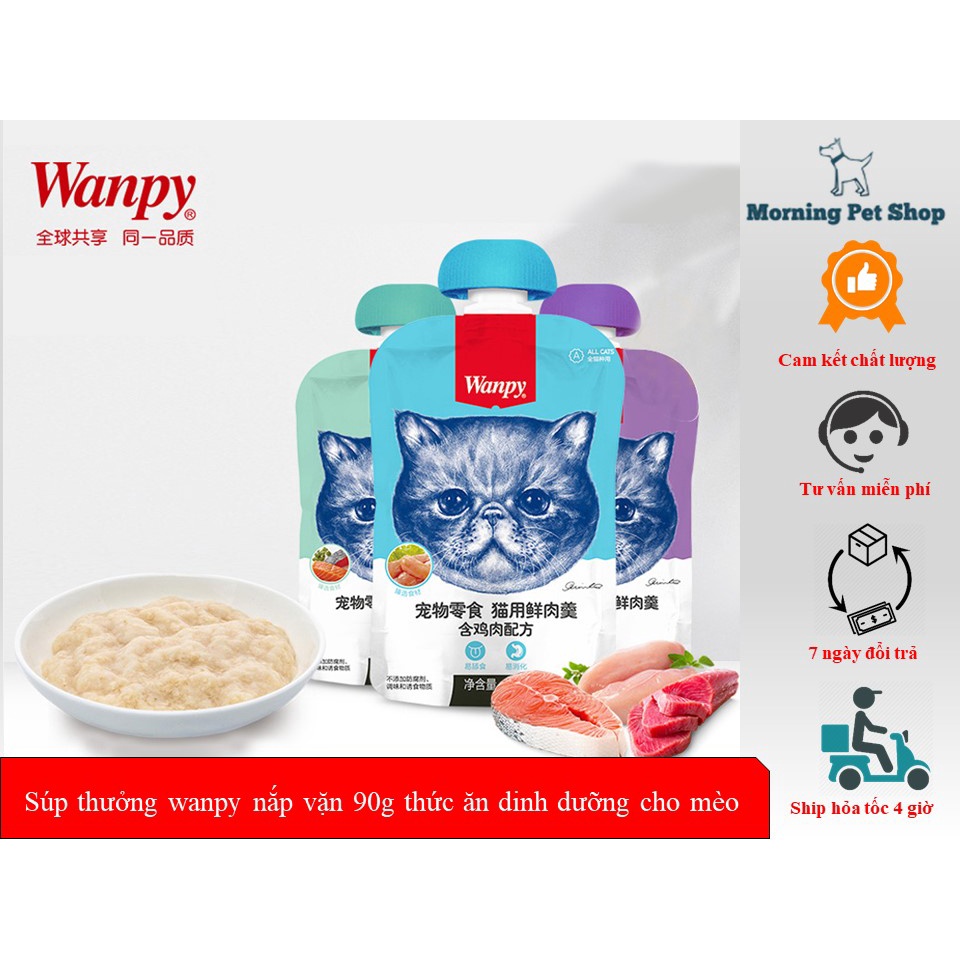 Súp thưởng wanpy nắp vặn 90g thức ăn dinh dưỡng cho mèo