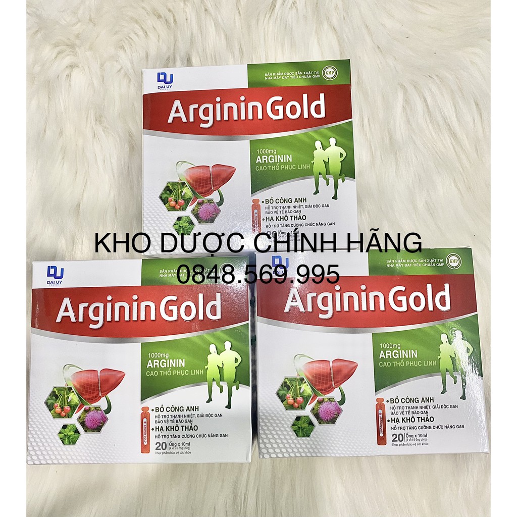 Bổ gan ARGININ GOLD hộp 20 ống-Hỗ trợ thanh nhiệt, giải độc gan, bảo vệ tế bào gan,tăng cường chức năng gan