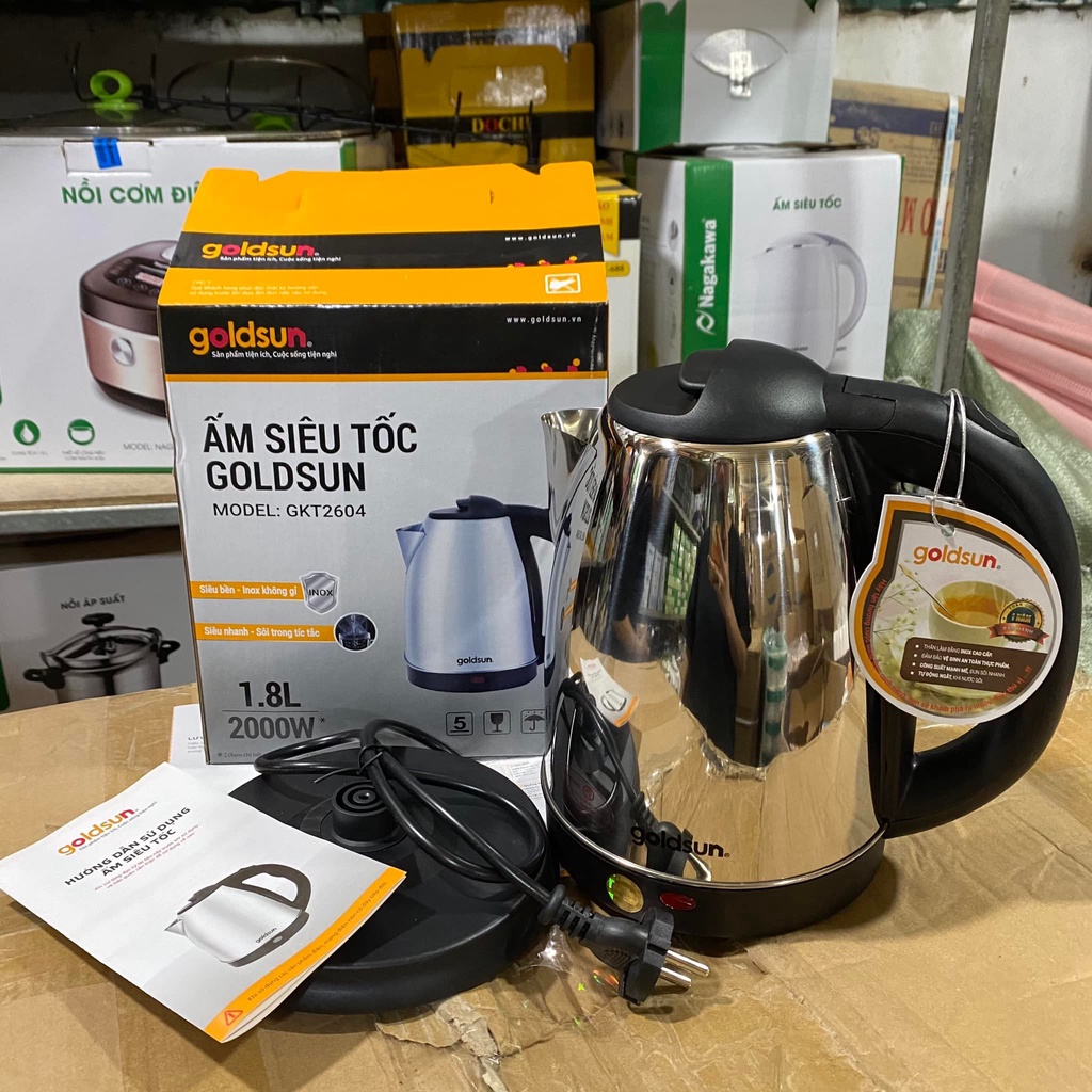 Ấm Siêu tốc Golsun 2000W bền đẹp, tiện lợi (mã 2604)