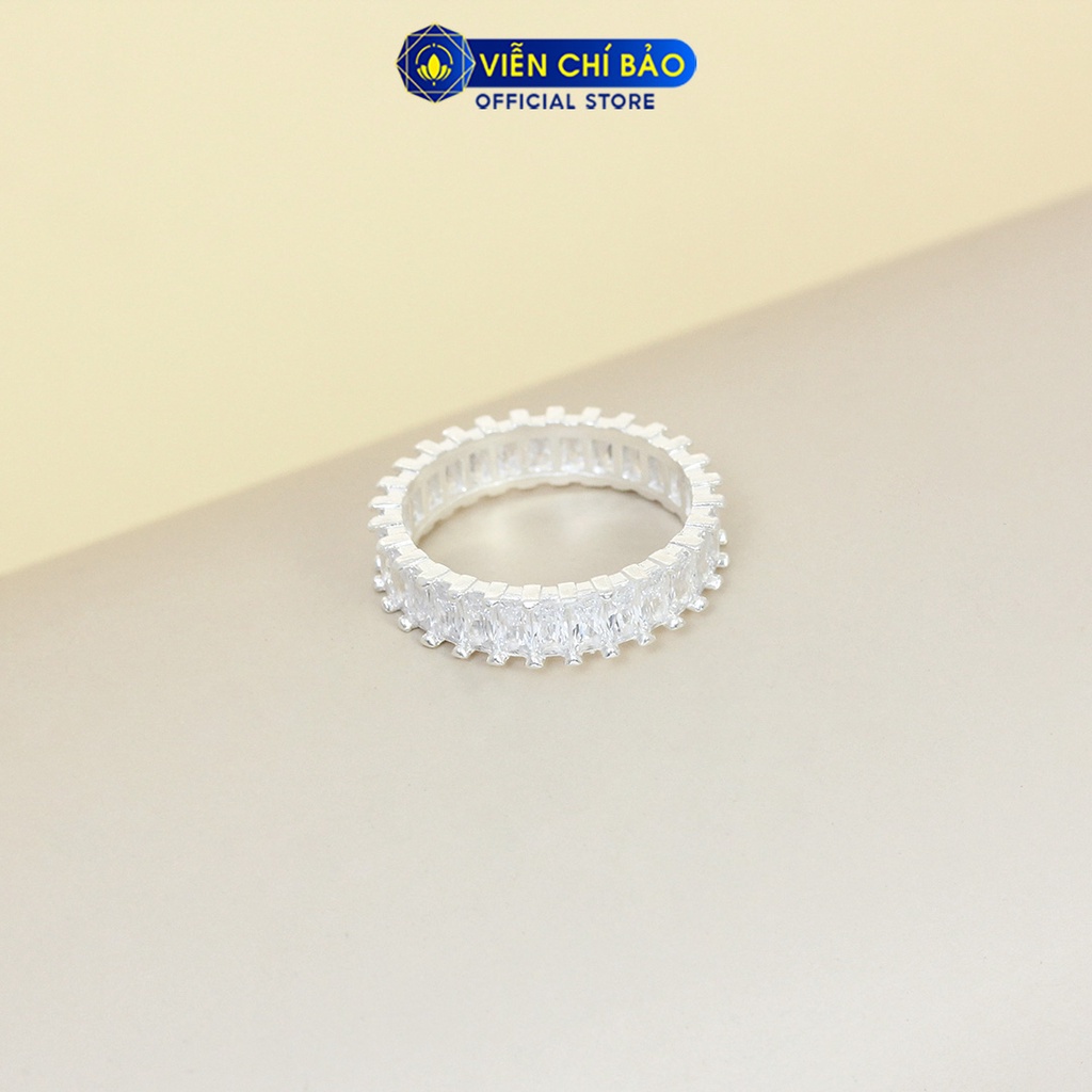 Nhẫn bạc nữ nạm đá chữ nhật bạc 925 thời trang phụ kiện trang sức nữ thương hiệu Viễn Chí Bảo N400784
