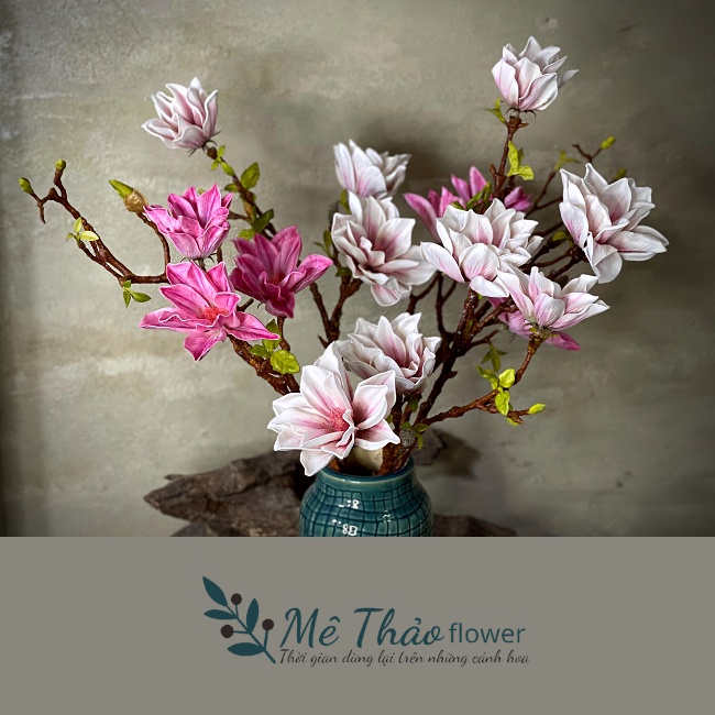 Hoa Mộc Lan Giả Chất Liệu Cao Su Cao Cấp Trang Trí Nhà Cửa, Decor Phòng Khách Của Mê Thảo Flower