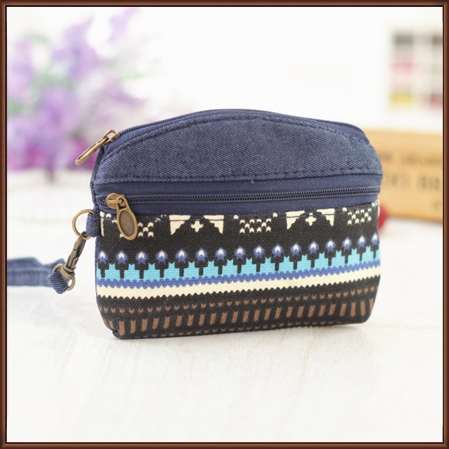 Ví Đựng Tiền Xu Mini Họa Tiết Thổ Cẩm Dành Cho Nữ