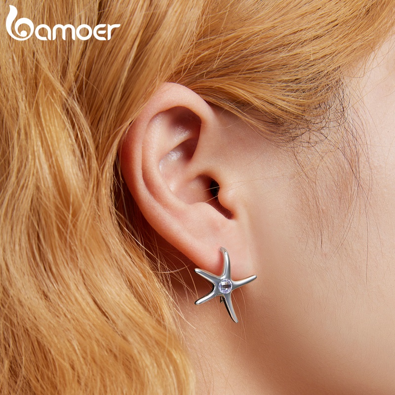 Hoa tai BAMOER Bạc 925 hình ngôi sao biển thời trang