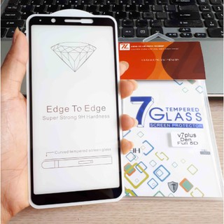 Dán kính cường lực full màn hình 5D Vivo V7 Plus phủ màu Tặng ốp dẻo Silicon