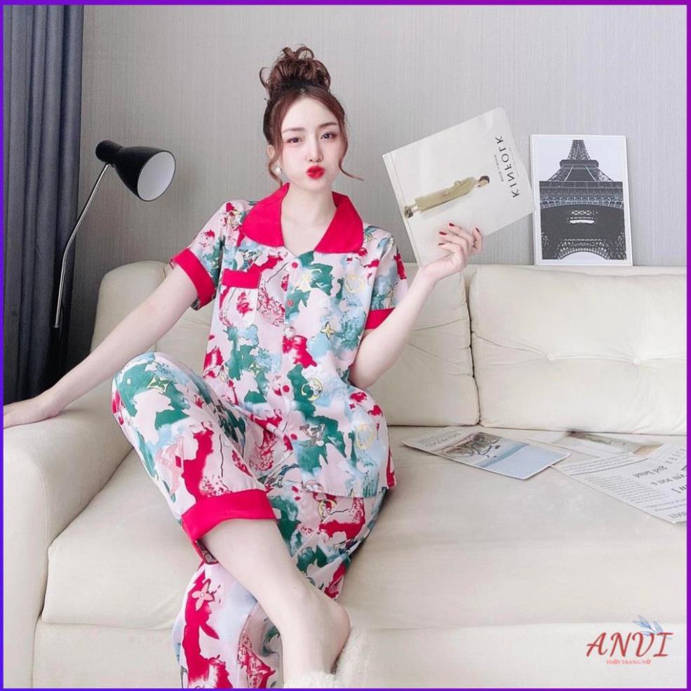 Đồ Bộ Mặc Nhà ANVI, Đồ Ngủ Nữ Lụa MANGO Cao Cấp Quần Dài Mềm mại xinh xắn Dưới 60KG . | BigBuy360 - bigbuy360.vn