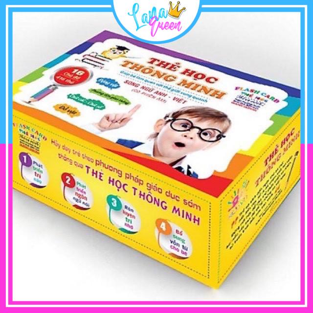 Thẻ Học Thông Minh Cho Bé loại cứng to 16 chủ đề Tiếng Anh Tiếng Việt - LANA QUEEN