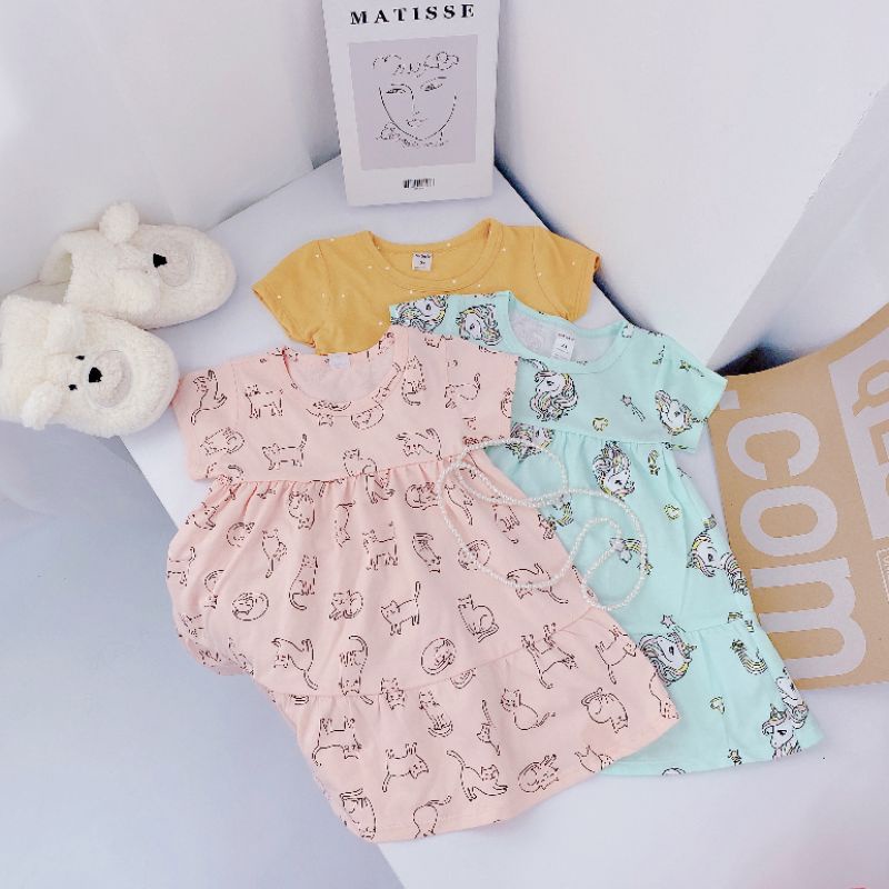 VÁY THUN COTTON HÈ CHO BÉ GÁI