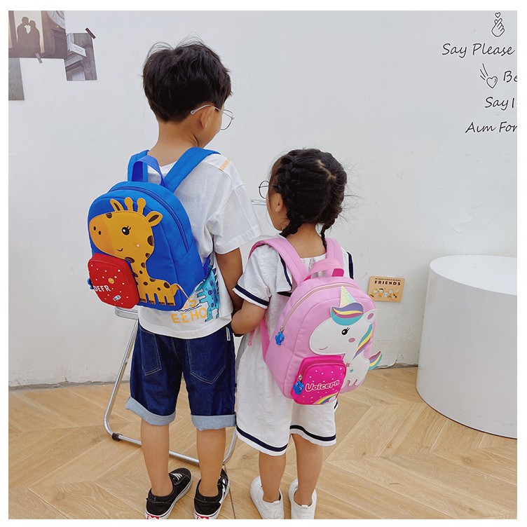 (Bán Buôn Sỉ) Balo bé đi mẫu giáo có in hình động vật đáng yêu, chất liệu nhẹ, an toàn, phù hợp với trẻ em T2