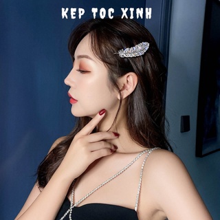 Kẹp tóc đính đá hình chiếc lá đi dự tiệc