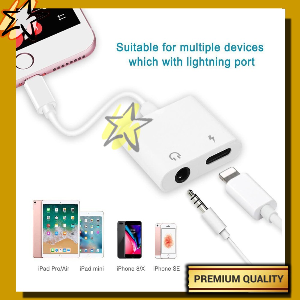 Cáp Chuyển Đổi Âm Thanh Từ 1 Trong 1 Sang Giắc Cắm 3.5 mm + Đầu Sạc Lightning J009 Cho Iphone