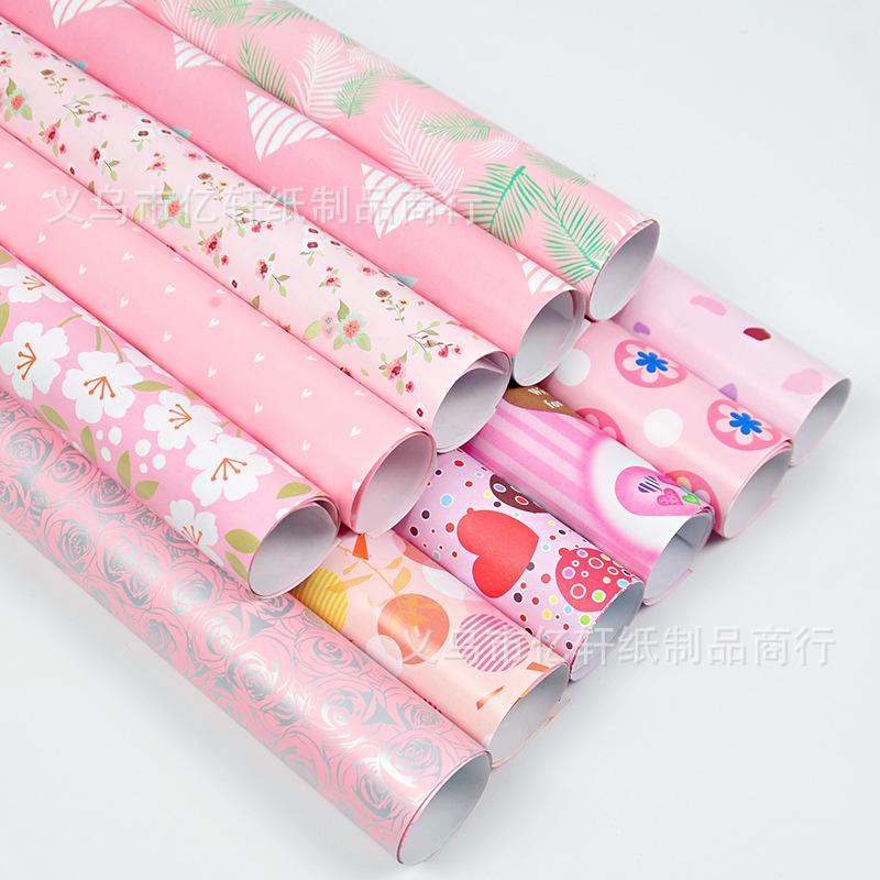 Giấy gói quà sắc hồng xanh dương ngọt ngào 75cmx52cm