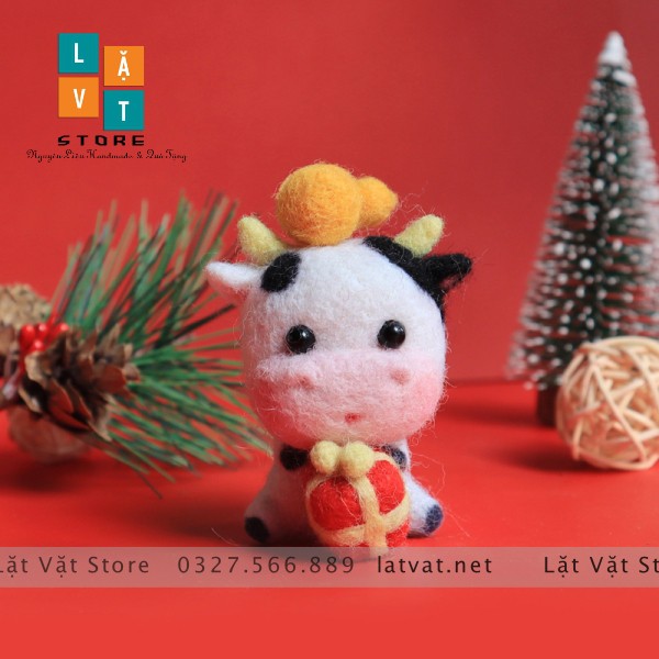 BỘ LEN CHỌC BÒ BƯỚNG BỈNH (TIỂU NGƯU) ĐÁNG YÊU - needle felting len chọc đơn giản cho người mới bắt đầu