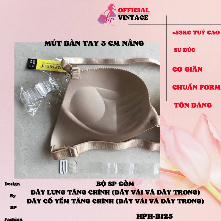 Áo ngực cổ yếm nâng tạo khe, áo lót nữ khoá cài trước có dây trong đi kèm BI25