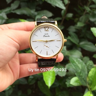 Đồng hồ nam nữ QB dây da xịn hàng chống nước