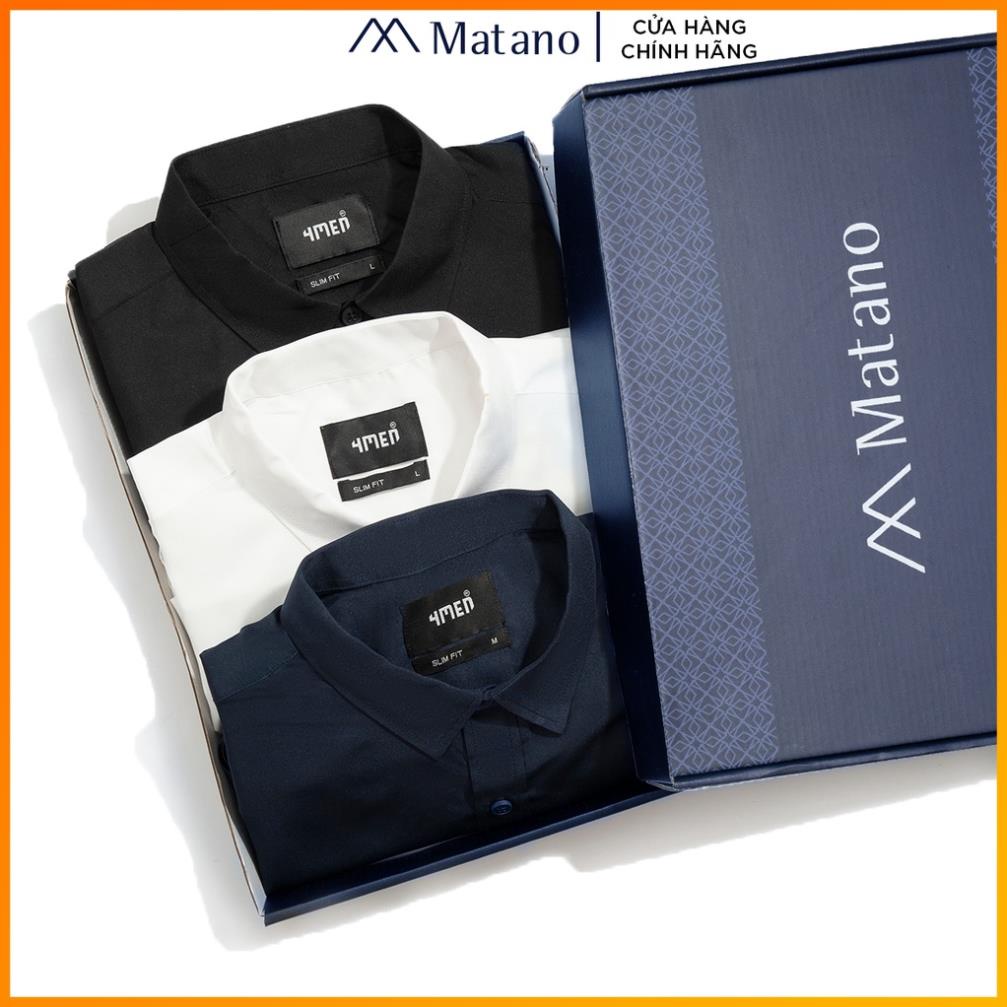 Áo sơ mi nam tay ngắn trơn đẹp MATANO vải lụa cao cấp hạn chế nhăn, form slimfit tôn dáng, 3 màu chuẩn men 071 !