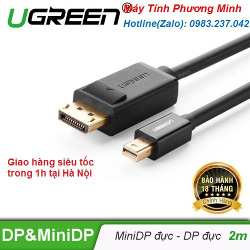 Cáp chuyển đổi Mini DisplayPort to HDMI 2m chính hãng Ugreen 10435 (Màu đen)_Hàng chính hãng bảo hành 18 tháng