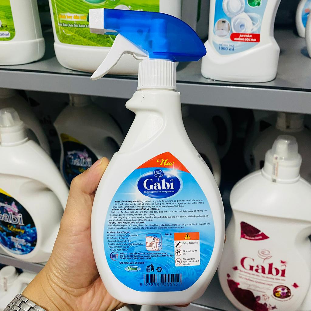 Tẩy cặn canxi tẩy ố nhà tắm Gabi tẩy vòi inox vách kính bồn sứ gạch men tẩy nhà bếp sạch sẽ an toàn 500ml hương hoa cỏ