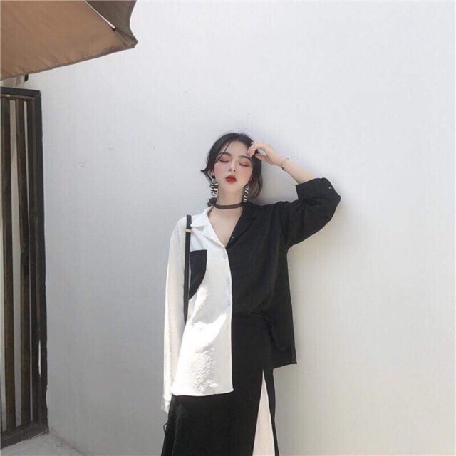Áo sơ mi đen trắng nữ ( Combo 400k)