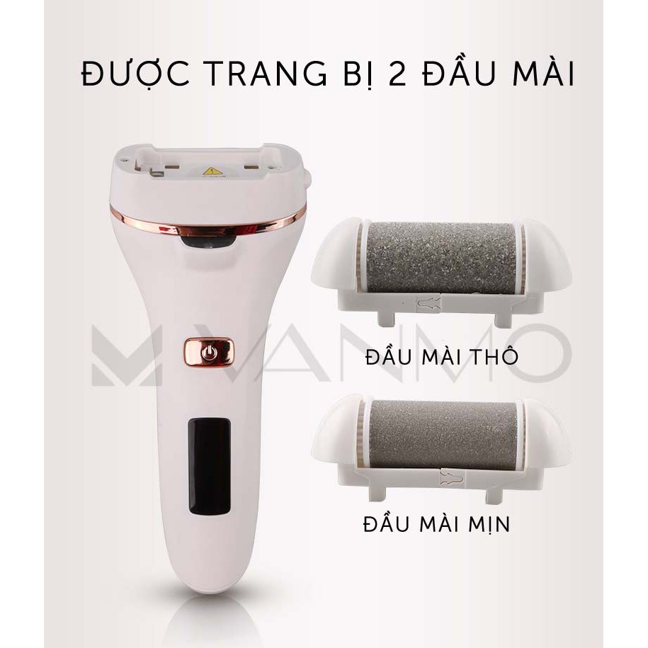 Máy Mài Tế Bào Chết Gót Chân 506R Pin Sạc Cầm Tay Chuyên Dụng Kèm 2 Đầu Mài Chà Gót Chân Giảm Nứt Gót Chân