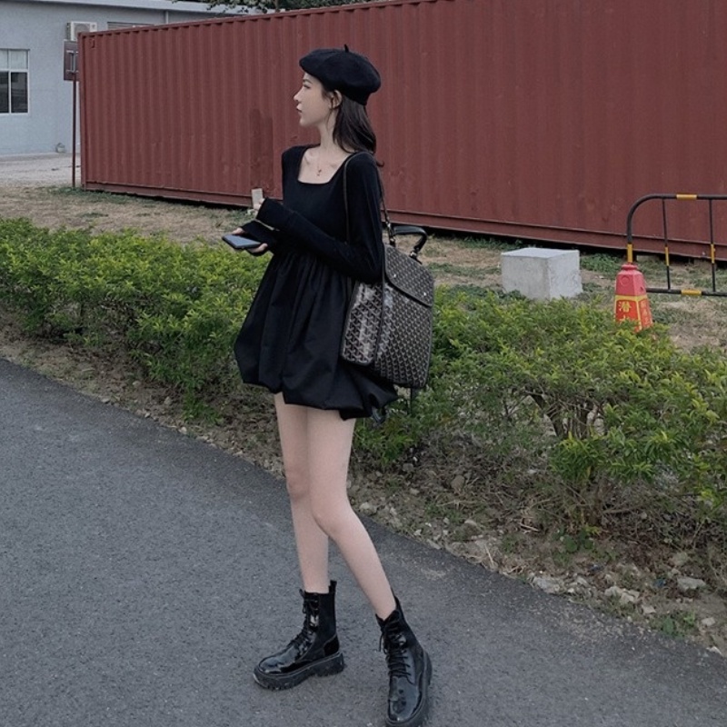 Đầm ngắn thời trang mùa thu Hàn Quốc đơn giản gợi cảm cho nữ