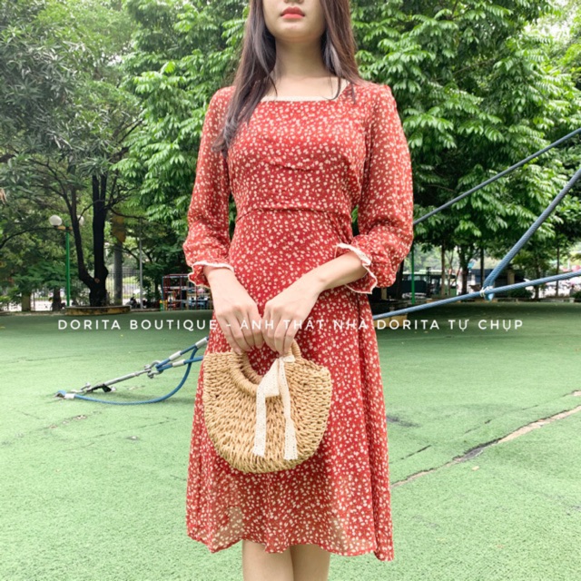 Váy trễ vai bèo chiết eo kẻ caro xanh, Đầm kẻ caro xanh Hàn Quốc | BigBuy360 - bigbuy360.vn