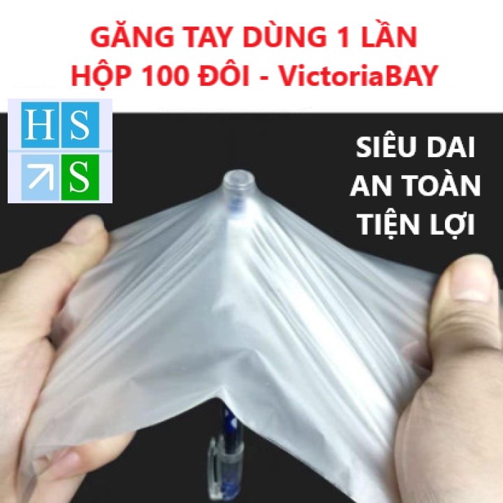 Hộp 100 cái gang tay Victoria Bay găng tay cao su dùng 1 lần làm bếp vệ sinh siêu dai chất liệu TPE không mùi