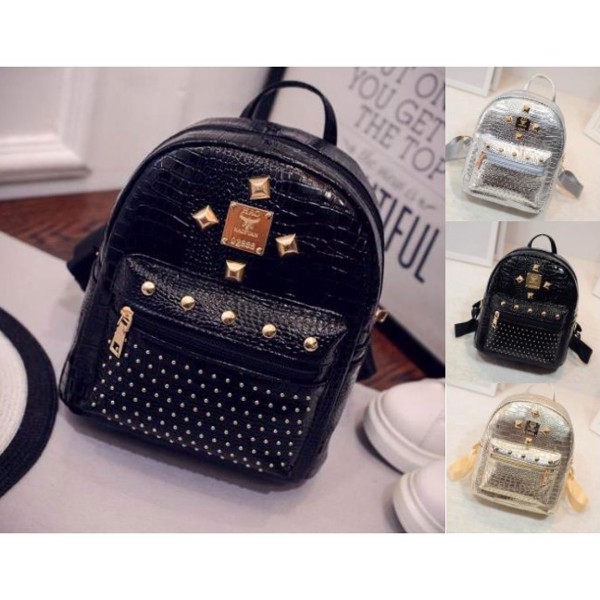 Ba lô da vân cá sấu CNV146 phối đinh tán cực ngầu A042