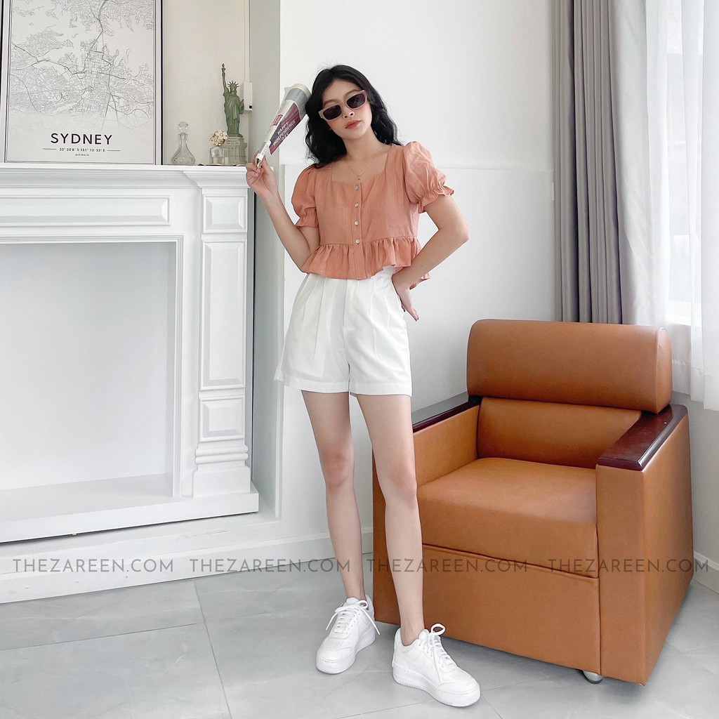 QUẦN SHORT XẾP LY BASIC ZAREEN SHO31 TRẮNG