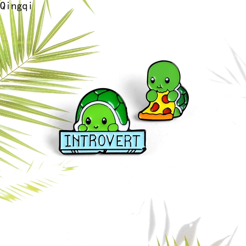 Ghim cài áo Miss Zoe tráng men hình rùa ăn pizza đáng yêu thú vị làm quà tặng