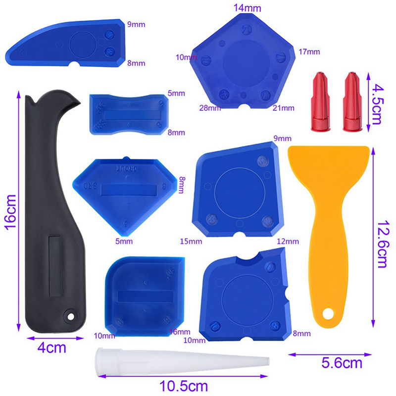 Bộ 12 Dụng Cụ Hỗ Trợ Trét Keo Silicon / Xi Măng Chuyên Dụng