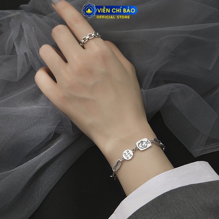 Lắc tay bạc nữ họa tiết Made for you chất liệu bạc Thái S925 trẻ trung cá tính thương hiệu Viễn Chí Bảo L000045