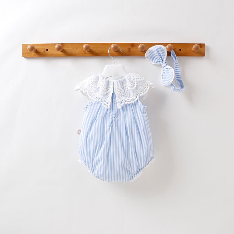 Áo Liền Quần Tay Ngắn Phối Ren Dễ Thương Cho Bé 0697