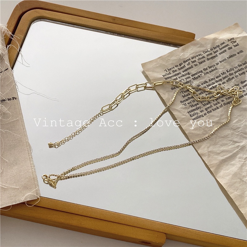 Dây chuyền dây xích mix đá dành cho nữ VC9 vòng cổ nữ shela.accessories