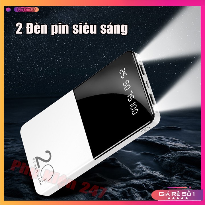 Sạc Dự Phòng 20000mah🍁Siêu Bền🍁Pin Sạc Dự Phòng 20000mah Tích Hợp 2 Cổng Ra Với Màn Hình Led Thể Hiện Các Thông Số Pin