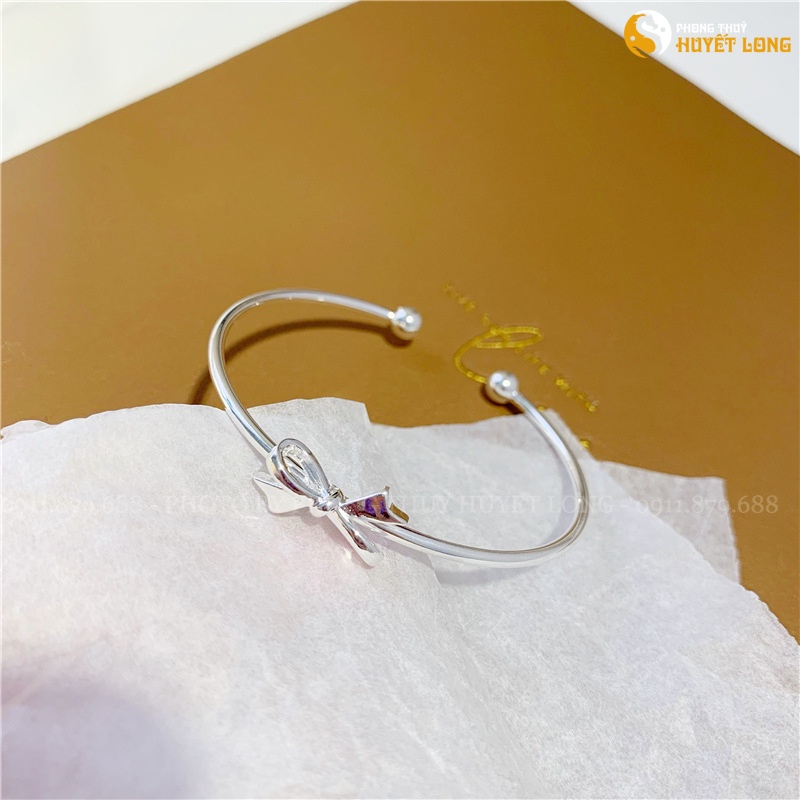 Lắc Tay Nữ Bạc s925 Mẫu Hình Nơ LBN003, Vòng Tay Bạc Nữ Hàn Quốc Có Thể Thay Đổi Kích Cỡ Sang Trọng, Thời Trang