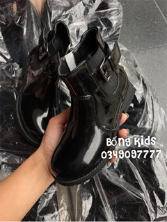 Bốt Bé Gái Cài Khoá Da Bóng Đen F&F